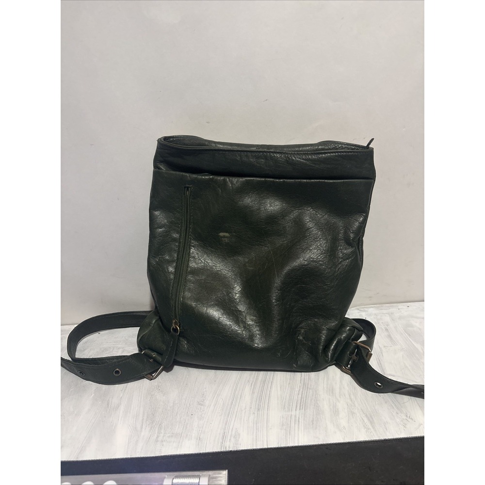 Vintage Nobile Italy Dark Green Leather Shoulder Bag Made in Italy Small Stains